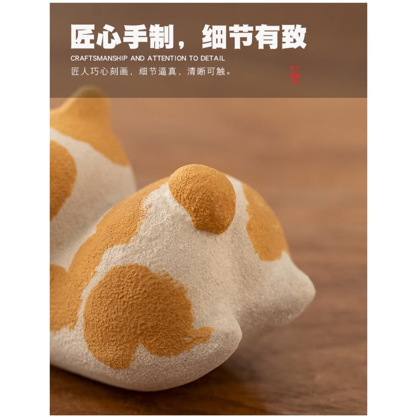 Purple Sands Orange Cat tea pet Ornament 6.5cm 2.2in Kung Fu tea set Decoration