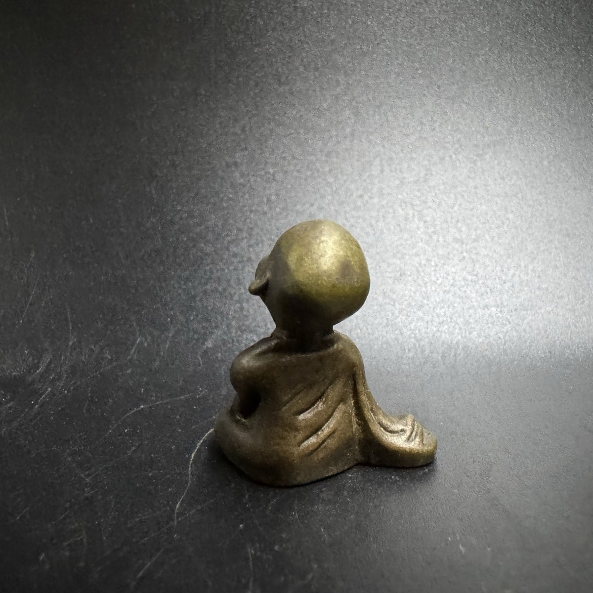 Brass Monk Figurine Mini Statue Buddhist Handheld Decor Antique Style