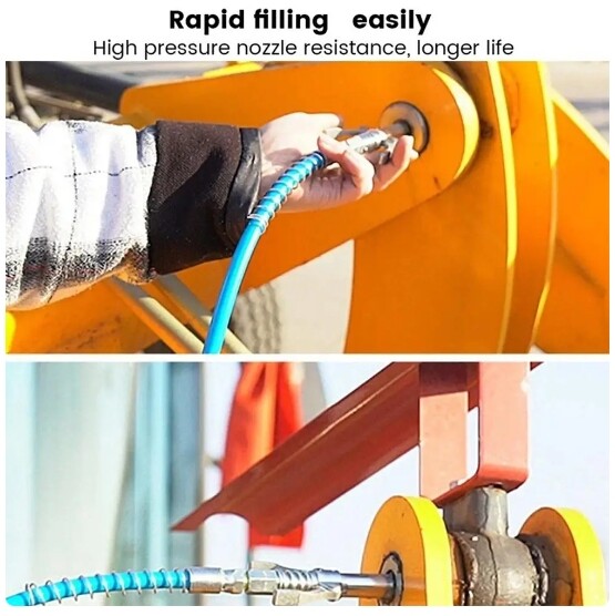 Grease Gun Coupler Double Handle High Pressure Quick Release Lock Oil Nozzles