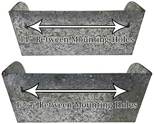 2 Piece Galvanized Wall Mount Flower Pot Set - 14" & 16" Long Planters
