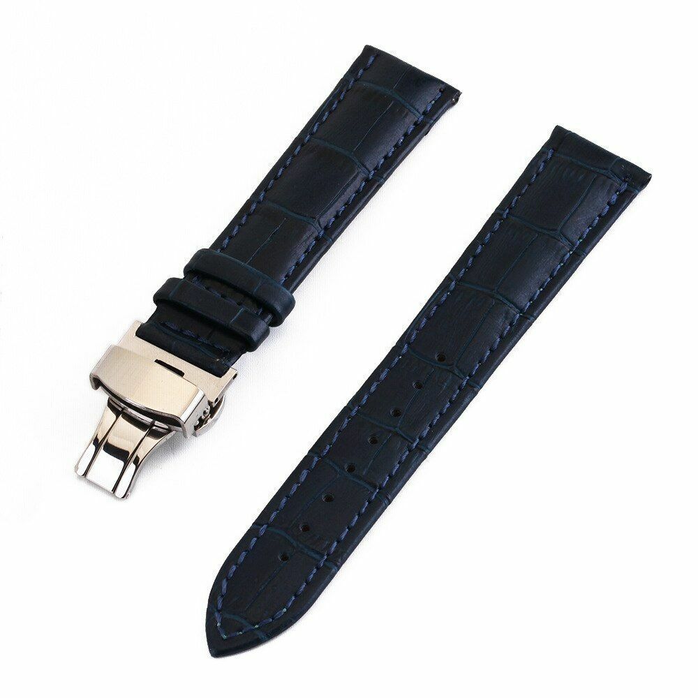 Crocodile Genuine Leather Watch Bands 12mm~24mm Wristwatch Butterfly Clasp Strap