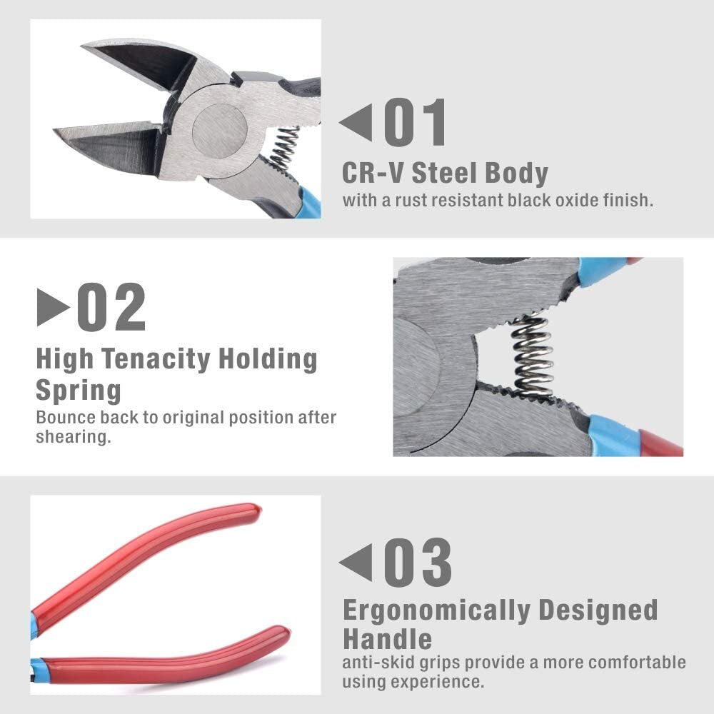PL2200 Diagonal Flush Cutter 6-Inch Side Cutter Needle-Nose for Reeled Terminals