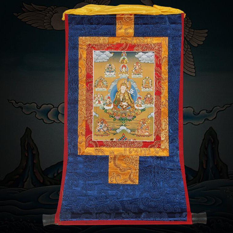 1pc New Buddhism Blessed Golden Scroll Thangka Rinpoche Padmasambhava Guru