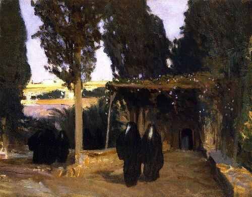 Oil painting Scene-with-Arab-Women-John-Singer-Sargent-oil-painting landscape
