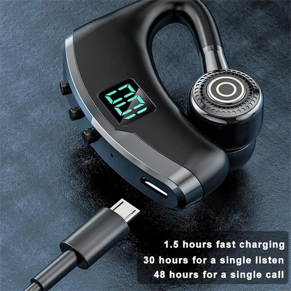 Wireless Bluetooth 5.3 Earpiece Headset Driving Trucker Earbuds Noise Cancelling