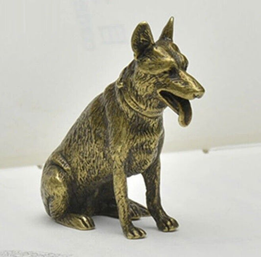 Lucky Dog Brass Animal Statue Small Sculpture Tabletop Figurine Home Decor Gifts