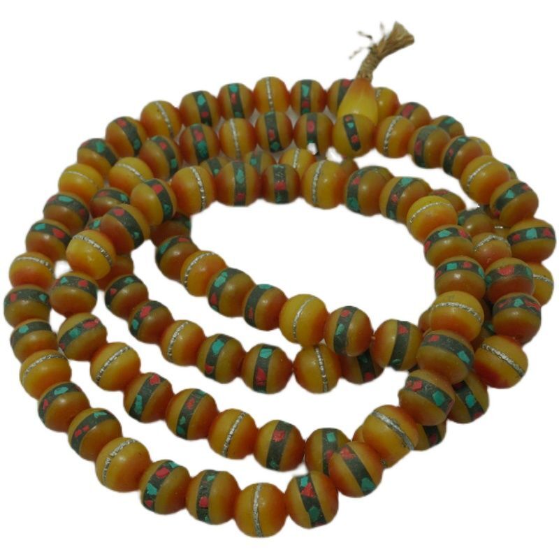 New Buddhist Nepalese Handicrafts Inlaid with Colored Stone Beeswax Beads
