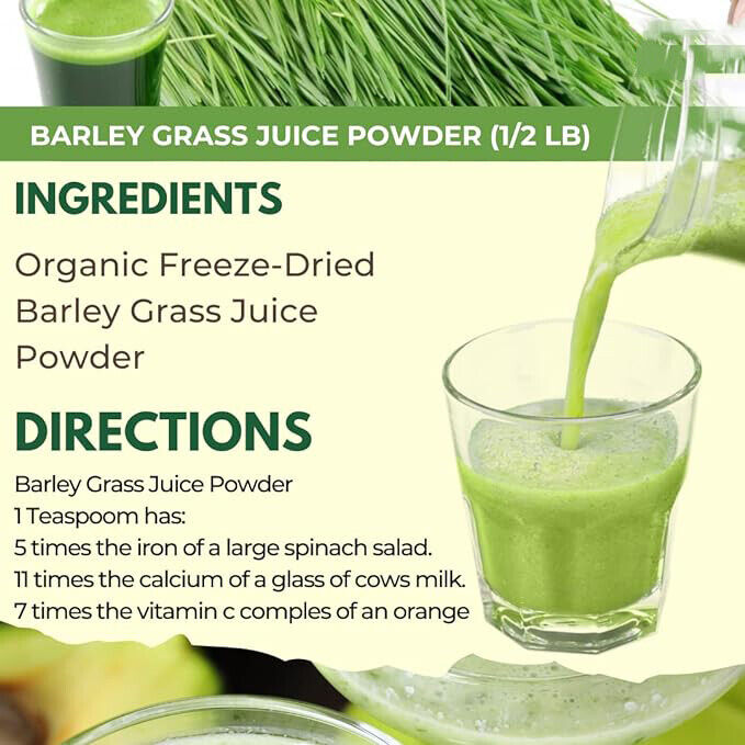 Green Tea Barley Grass Powdered Drink Rich in Immune Vitamin, Fibers, Minerals