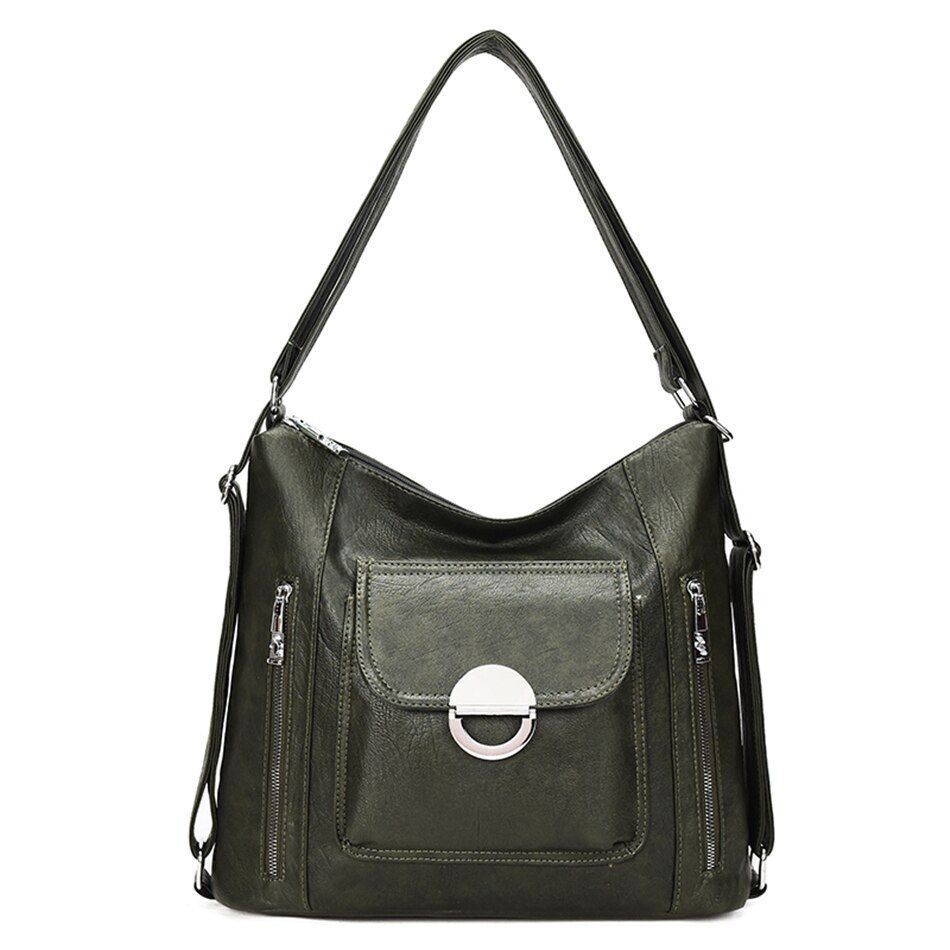 Genuine Leather Handbag Multifunction Shoulder Bag Travel Backpack Crossbody 1PC