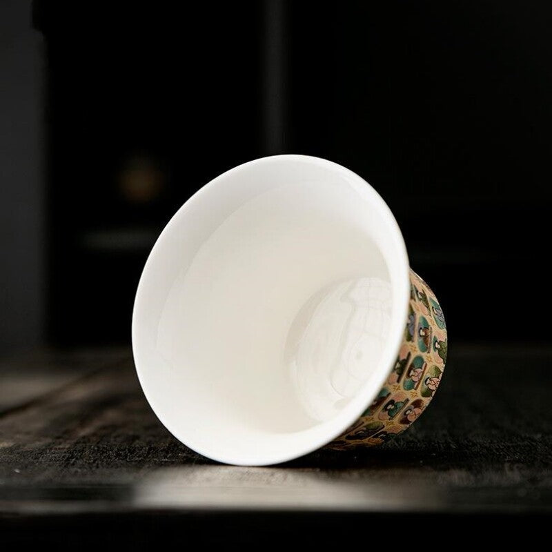 Mogao Grottoes Design Porcelain Gaiwan 150ml Sancai Bowl Zen Style Tureen Saucer