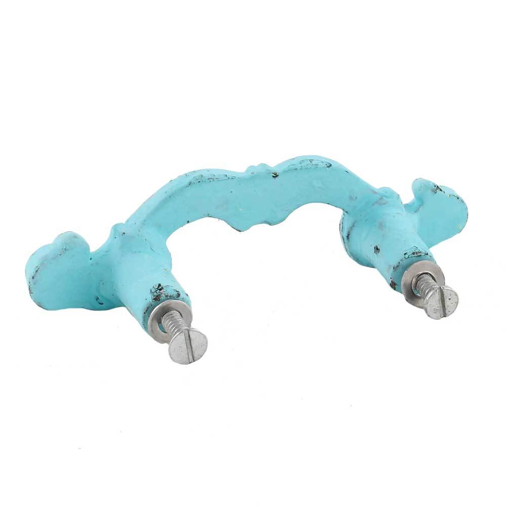 Antique Finish Turquoise Distressed Iron Bow Wardrobe Handle set of 2