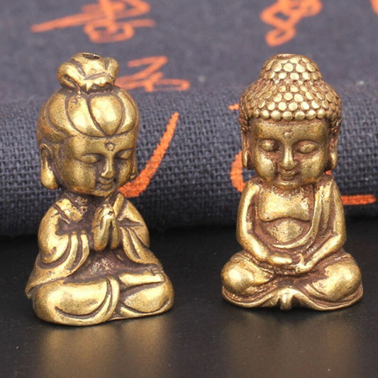 Pure Brass Guan Yin Buddha Statue Tea Pet Ornament Buddha Figurine Miniature