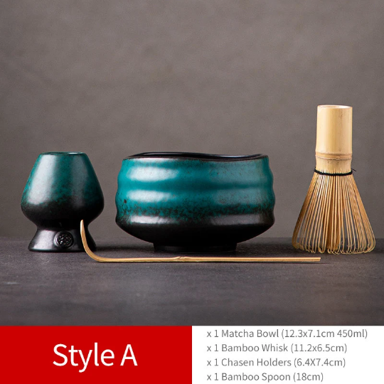 Unique Ceramic Matcha Bowl with Chasen Holder Matcha Kits Tea Ceremony Set