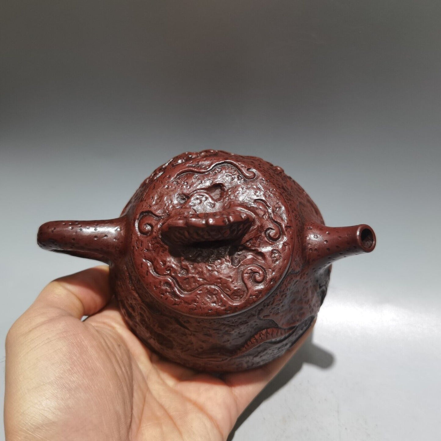 Vintage Chinese Yixing Purple Clay Teapot Zisha Ceramic Carving Dragon Teaware