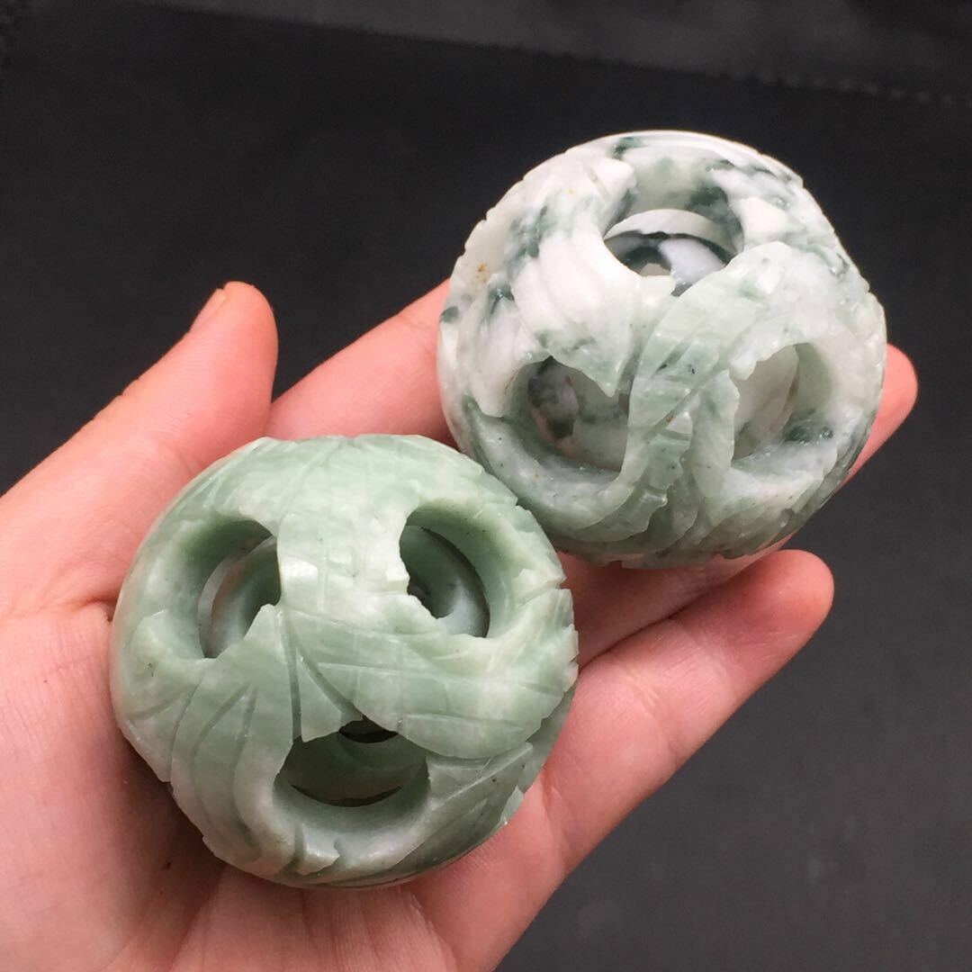 Natural Xiu Jade Quartz Carved Exquisite ball&Stand Healing Reiki Decoration 1PC