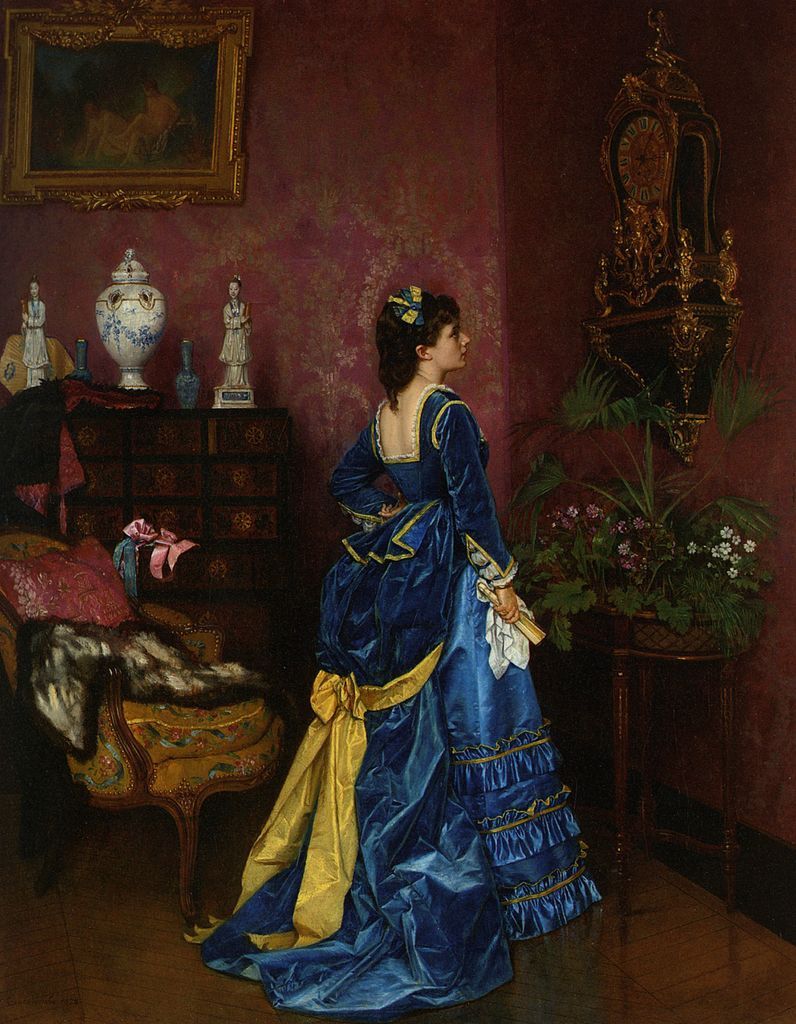 high quality oil painting handpainted on canvas "lady in blue "