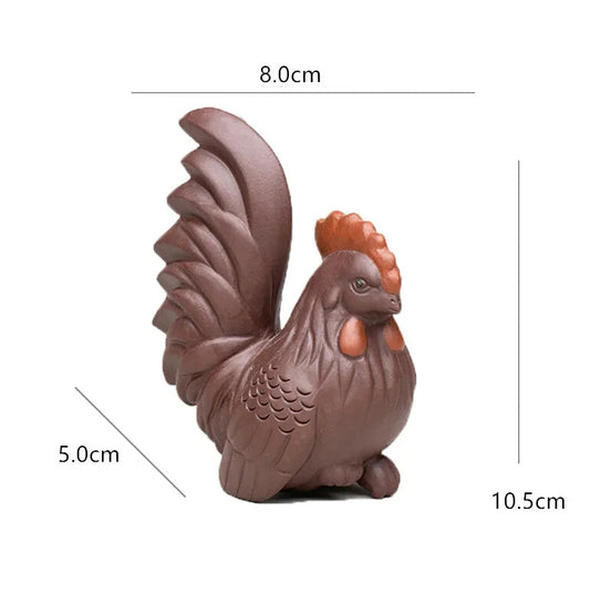 Yixing Handmade Sculpture Purple Clay Tea Pet Chicken Model Statue Tea Decors