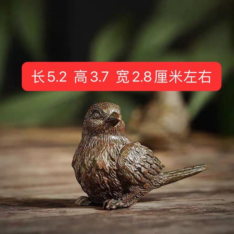 Copper Statue Figure Bird Tea Pet Teapot Lid Stand Home Decoration Rare Chinese