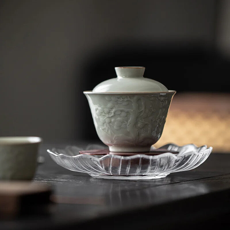 Small Pine Porcelain Plum Gaiwan For Tea Tureen Teaware Cup Chinese Tea
