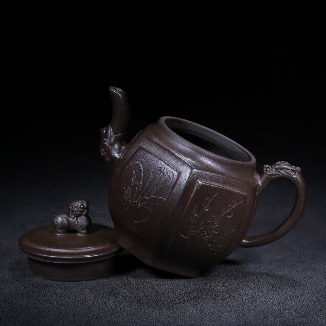 Chinese Yixing Zisha Clay Handmade Exquisite Teapot (梅兰竹菊 底款:金鼎商标)