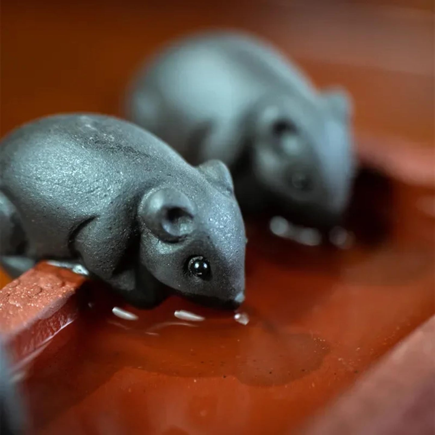 Three Mouse Purple Sands Tea Pet 10cm 4in Animal Sculpture Tea Tray Decor