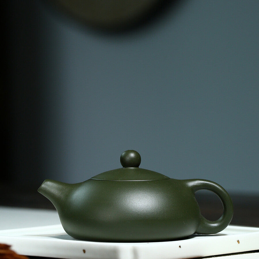 Sales Real Yixing Zisha Republic Green Clay Flat Xishi Tea Pot Marked New