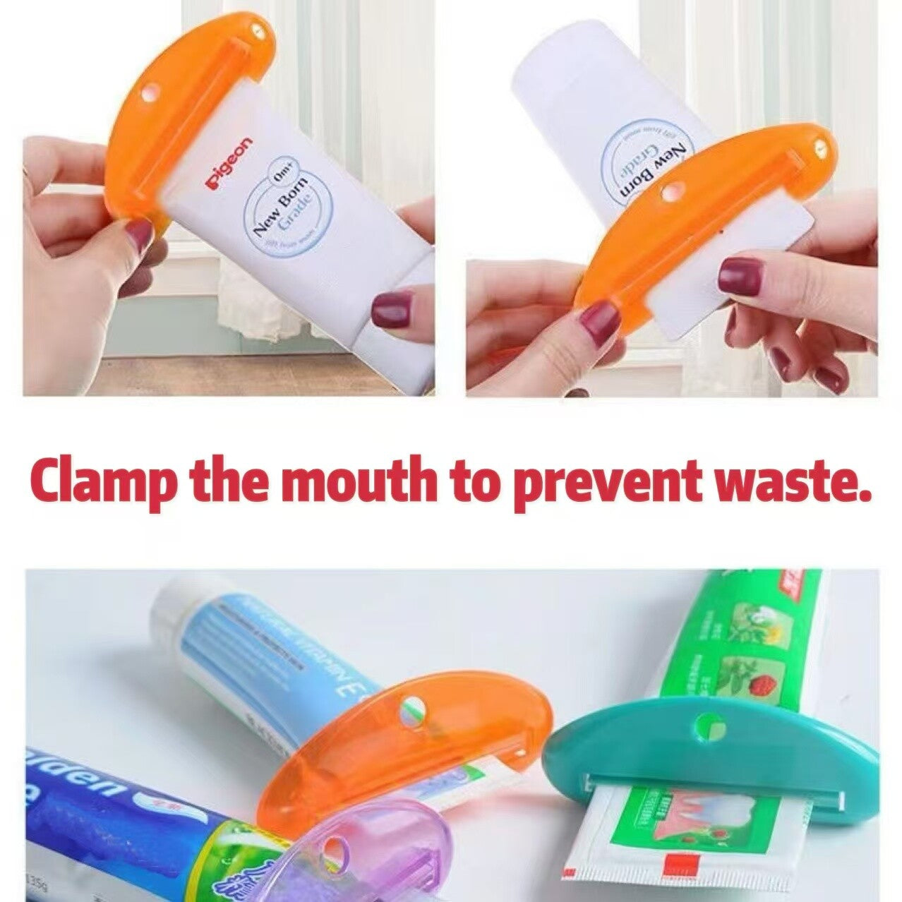 4× Plastic Tube Squeezer Toothpaste Dispenser Holder Rolling Bathroom Extract