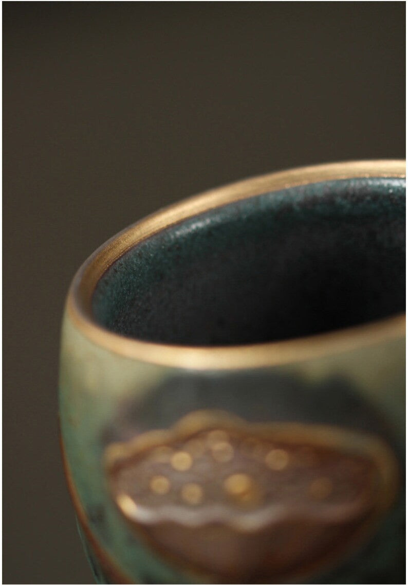 Embersceramic Ceramic Tea Cup Green Lotus Chinese Tea Cups