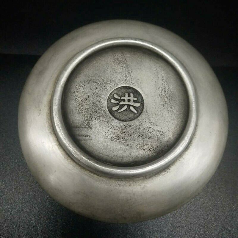 Old Chinese tibet silver handcarved fu word plate