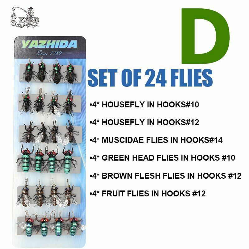 Fly Fishing Flies Sets 12pcs Mosquito Housefly Realistic Insect Lure Trout Kits
