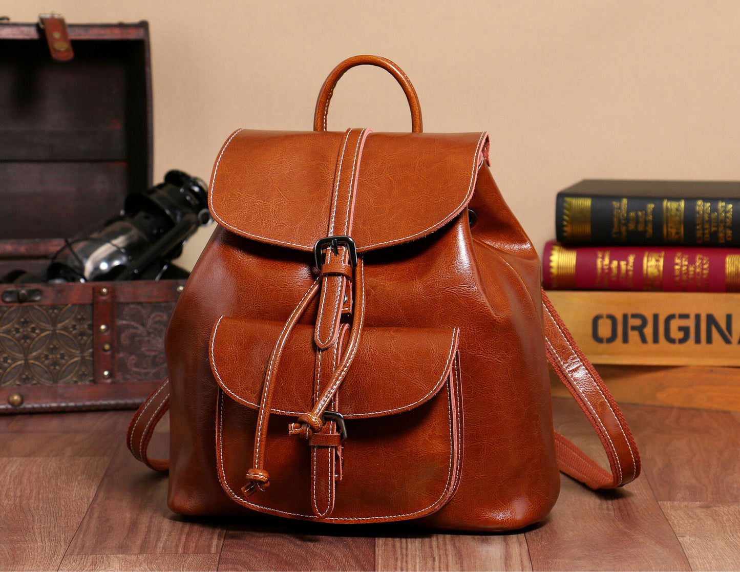 Anti-theft Genuine Leather Backpack Vintage Shoulder Bag Travelling School Purse
