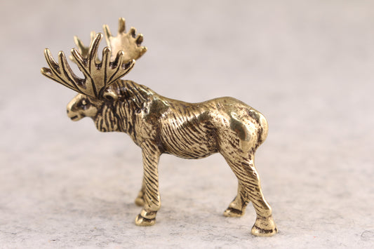 Netsuke Mini Chinese Brass Handwork deer figure Statue tea pet fengshui