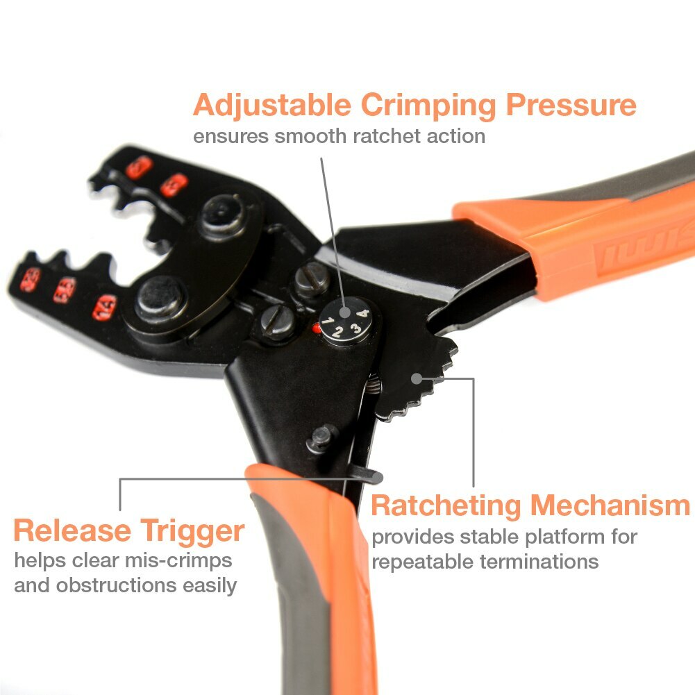IWISS IWS-16 Ratchet Crimping Tool Non-Insulated Terminals AWG 22-6 1.25-14mm2