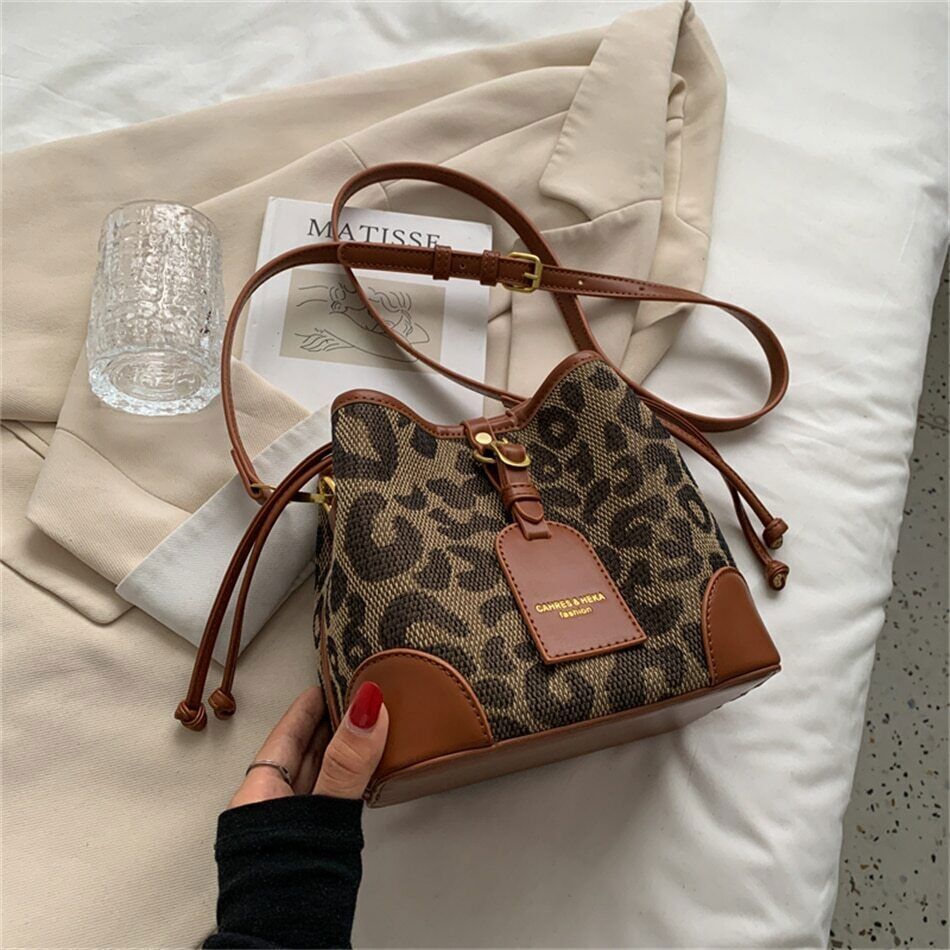 Leopard PU Leather Women Crossbody Bags Shoulder Bag Lady Handbag Lady