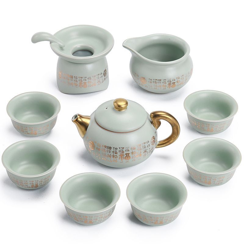 Boutique Ruyao Craft Tea Set Chinese Ceramic Tea Pot Matching Tea Cup Filter Net
