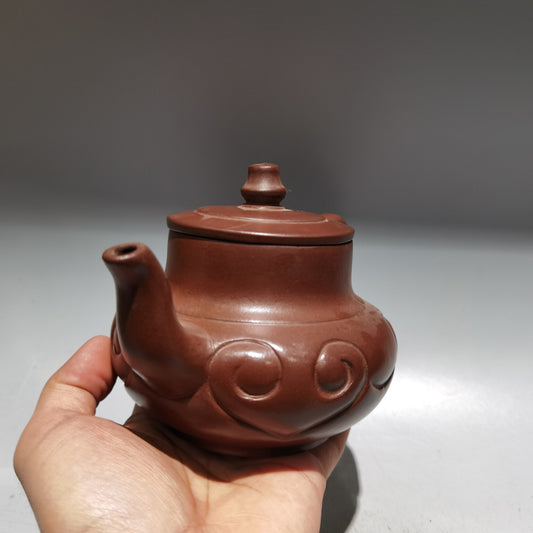 7" Collect Chinese Yixing Zisha Pottery Purple Clay 380CC Hand Made Ruyi Teapot