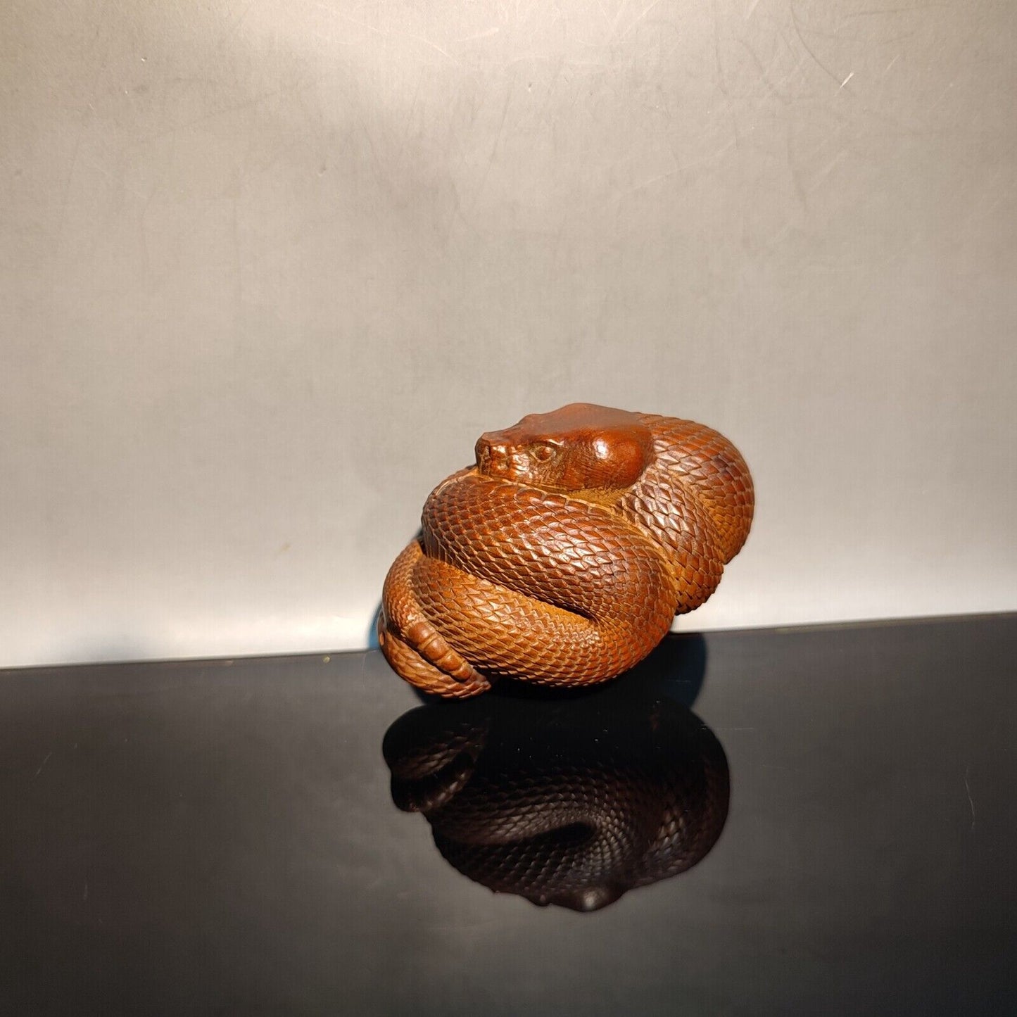 chinese wood carving boxwood wooden Snake statue sculptures home decor gift