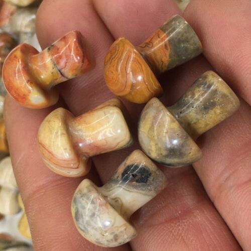 10pc Natural Crazy agate Quartz hand Carved mushroom crystal Reiki healing