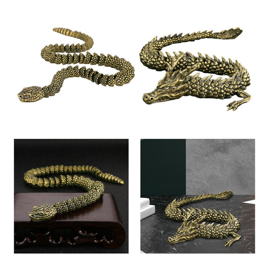 Brass Snake/Dragon Statue Collectible Gifts Decoration Figurine for Bookcase