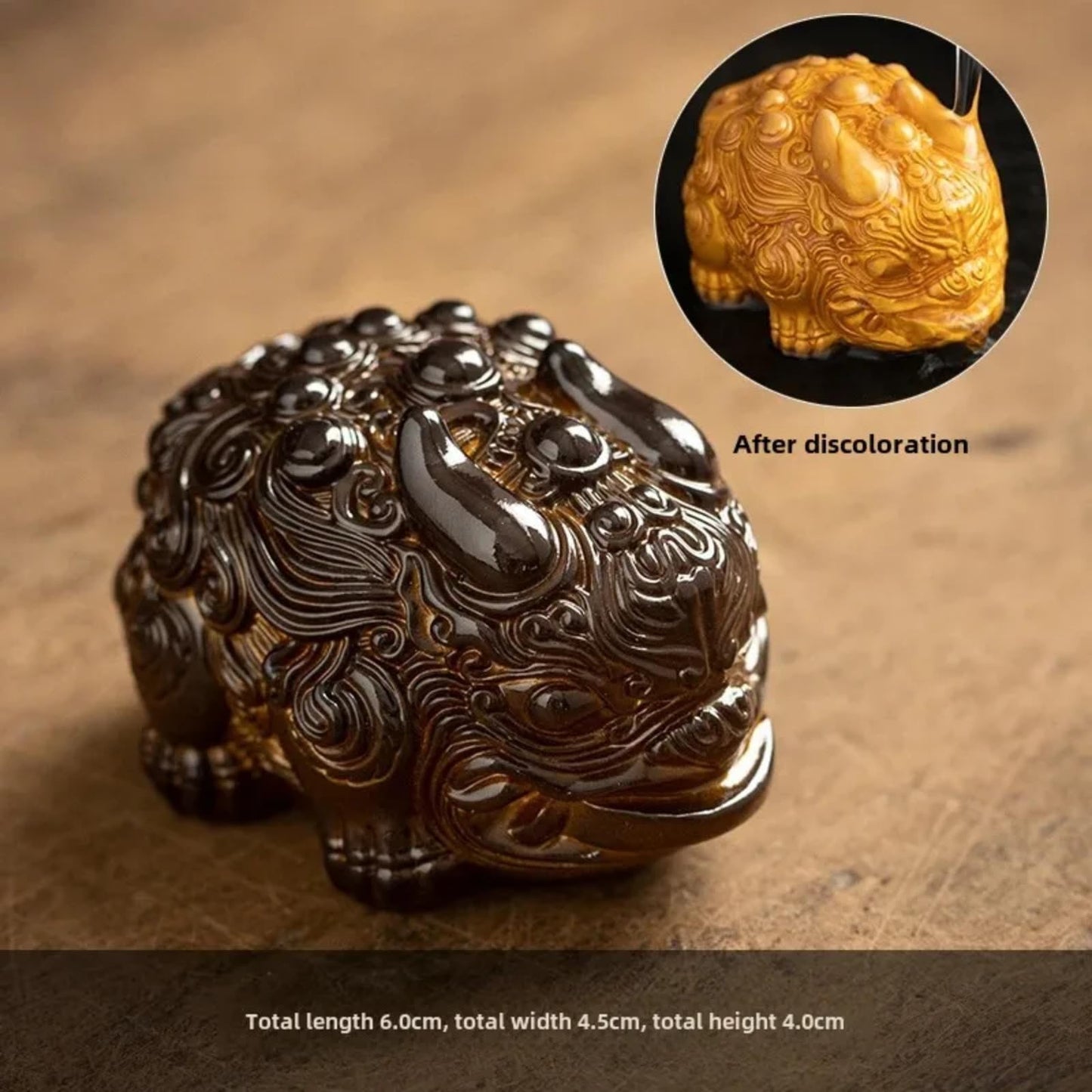Color Changing Resin Tea Pet Pixiu Figurine 6cm Animal Sculpture Kung Fu Tea Set
