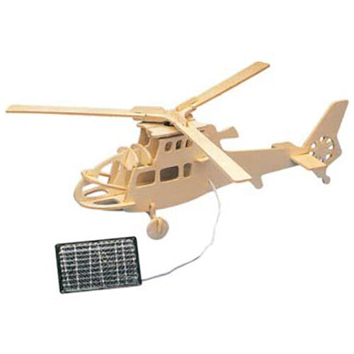 Solar Powered Wooden Helicopter Model with Motor Educational Kit