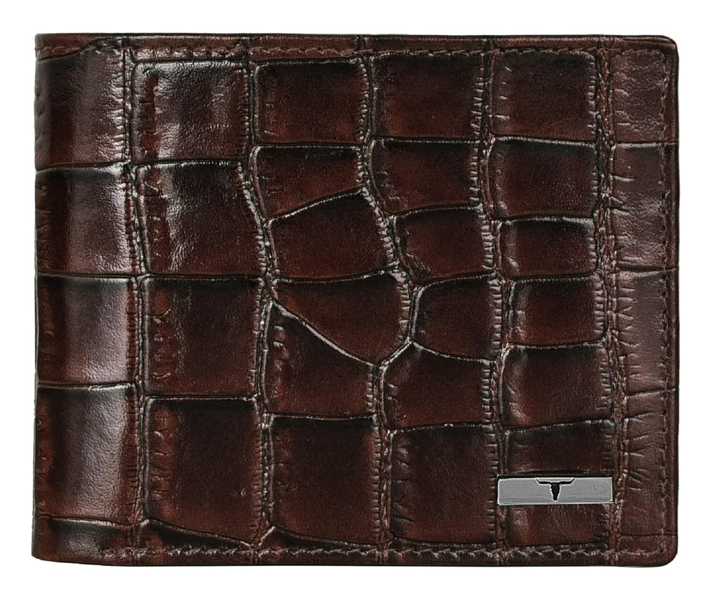 New Carl Printed Brown Bi-Fold Leather Men's Wallet RFID Protection Gift Item
