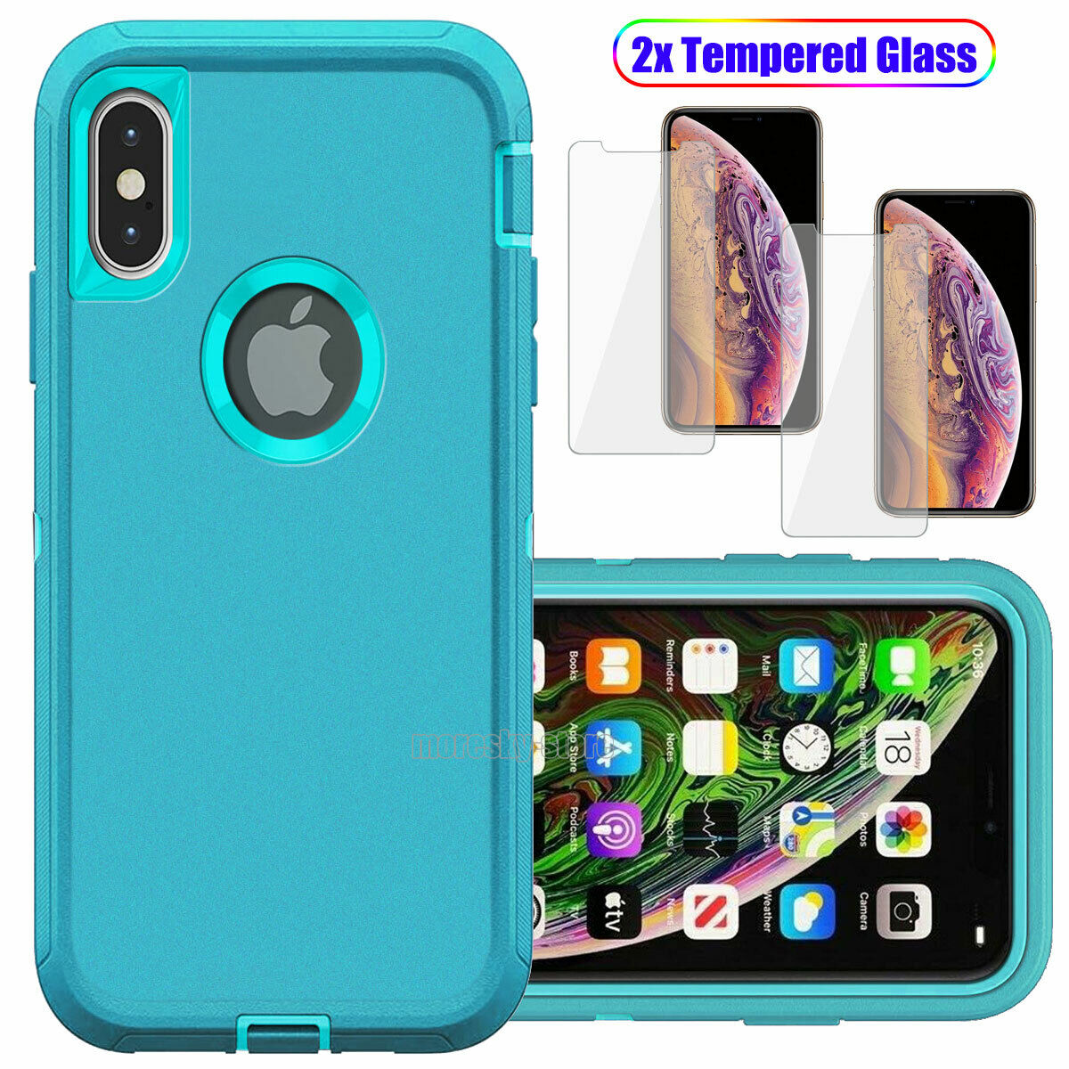 For Apple iPhone XR Case Shockproof Hard Cover with Glass Screen Protector