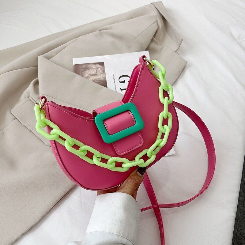 Handbag Shoulder Bag Leather Crossbody Bags Women Hit Color Messenger Bags 130CM