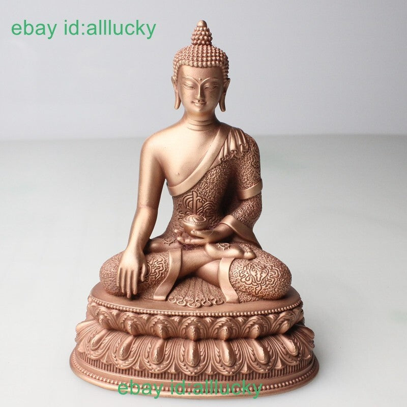 10cm Red Copper Carving Sakyamuni Buddha Statue Tibet