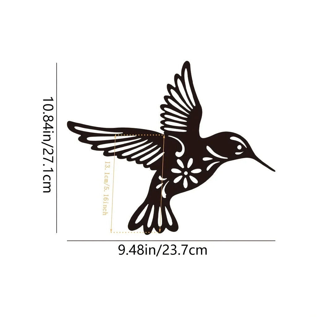 Metal Hummingbird Wall Art, Cutout Iron Black Bird Sculpture Pendant Decoration