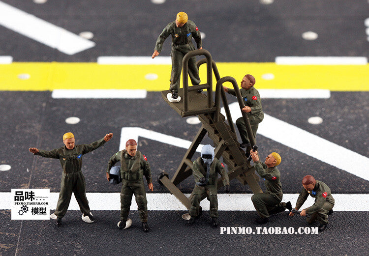 1/72 7Pcs/Set NATO Air Force Ground Service 7-man model with ladder+pilot
