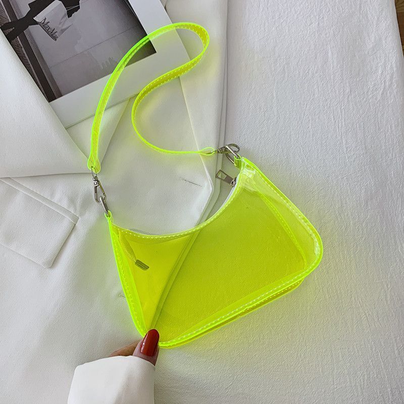 Fluorescent Jelly Handbag Shoulder Bags Transparent Clear Elegant Tote Underarm