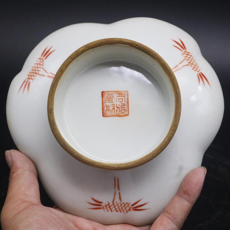 Old Chinese Qing Tongzhi porcelain Color Painted flower & bird plate