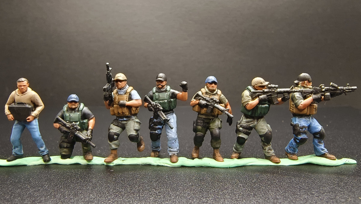 Homemade1/72 Special Ops Team B Modern Soldier Mercenary 7-Person Model Ornament